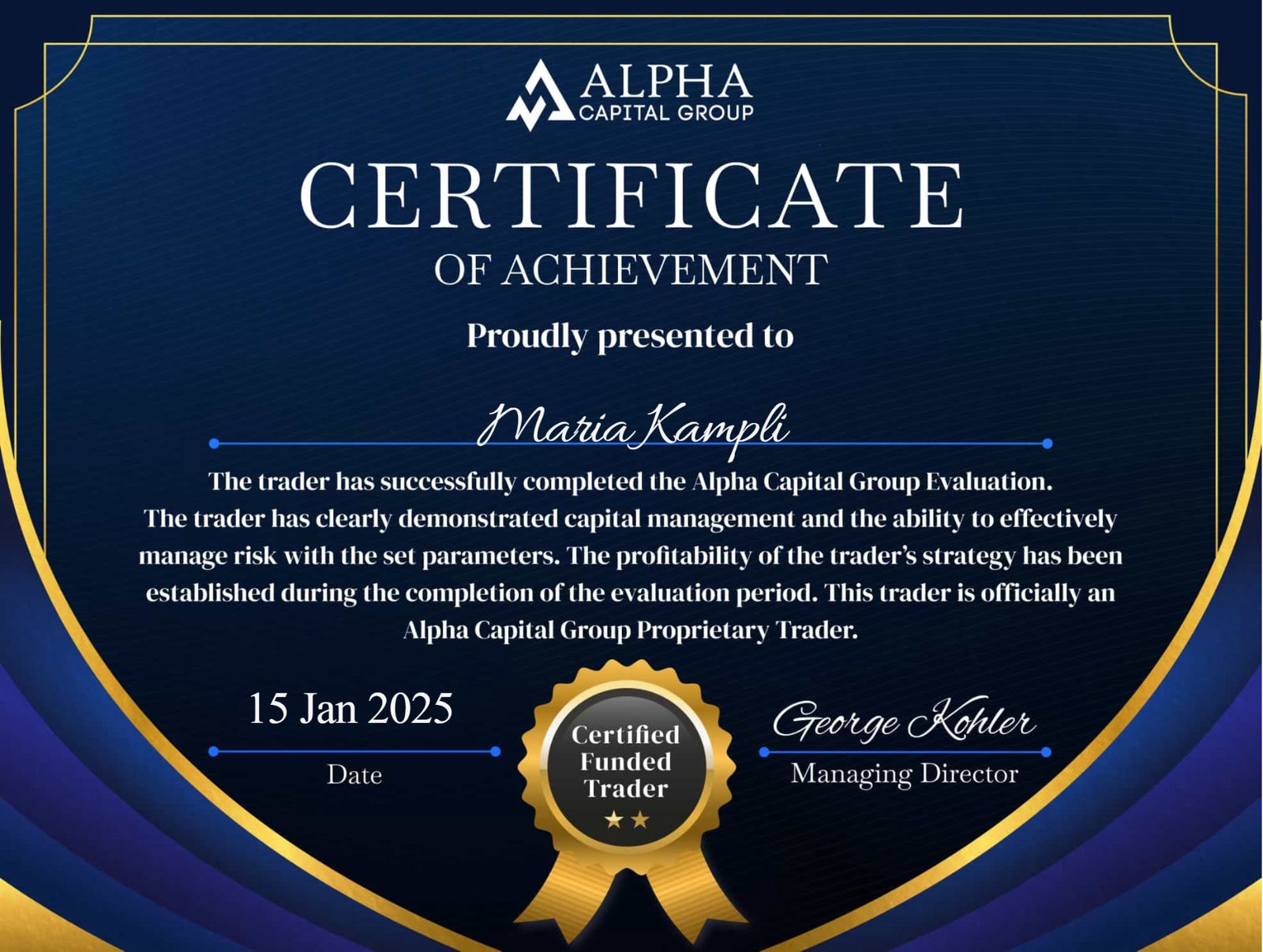 Funded certificate